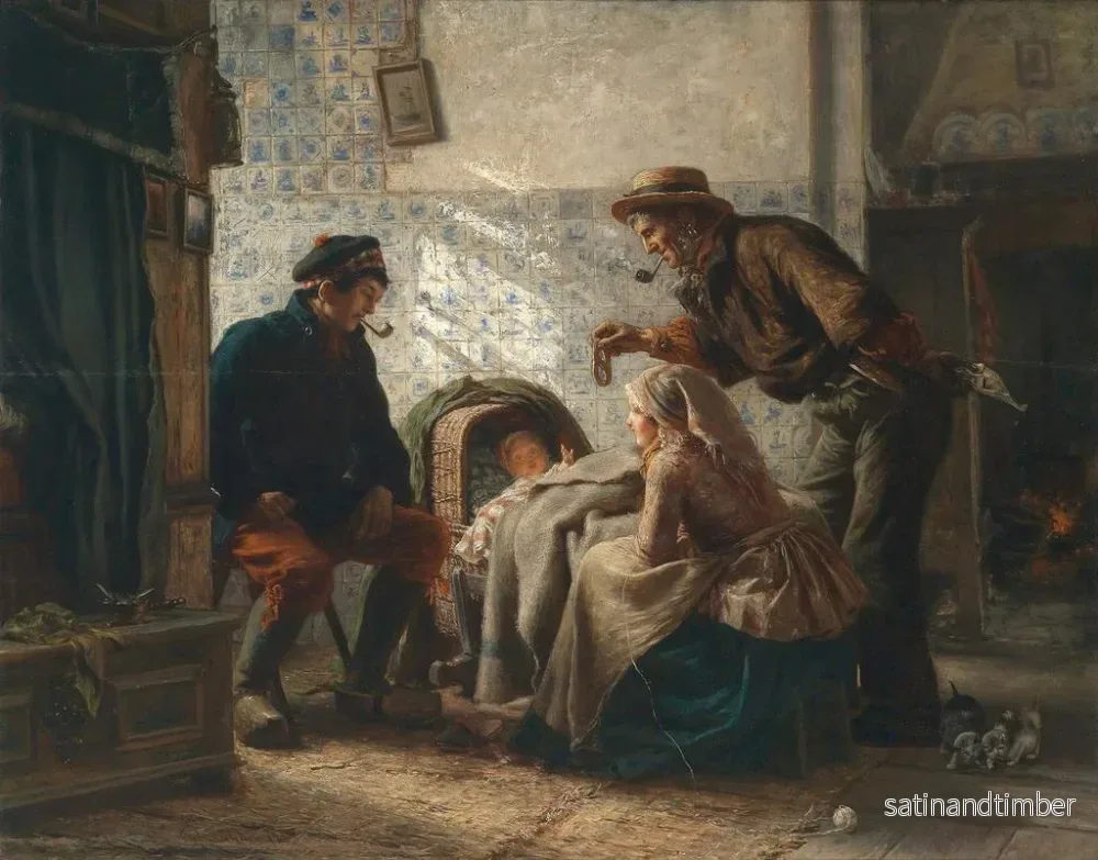 Reproduktion av målningen À la crèche - Carl Wilhelm Hübner - Bild 2
