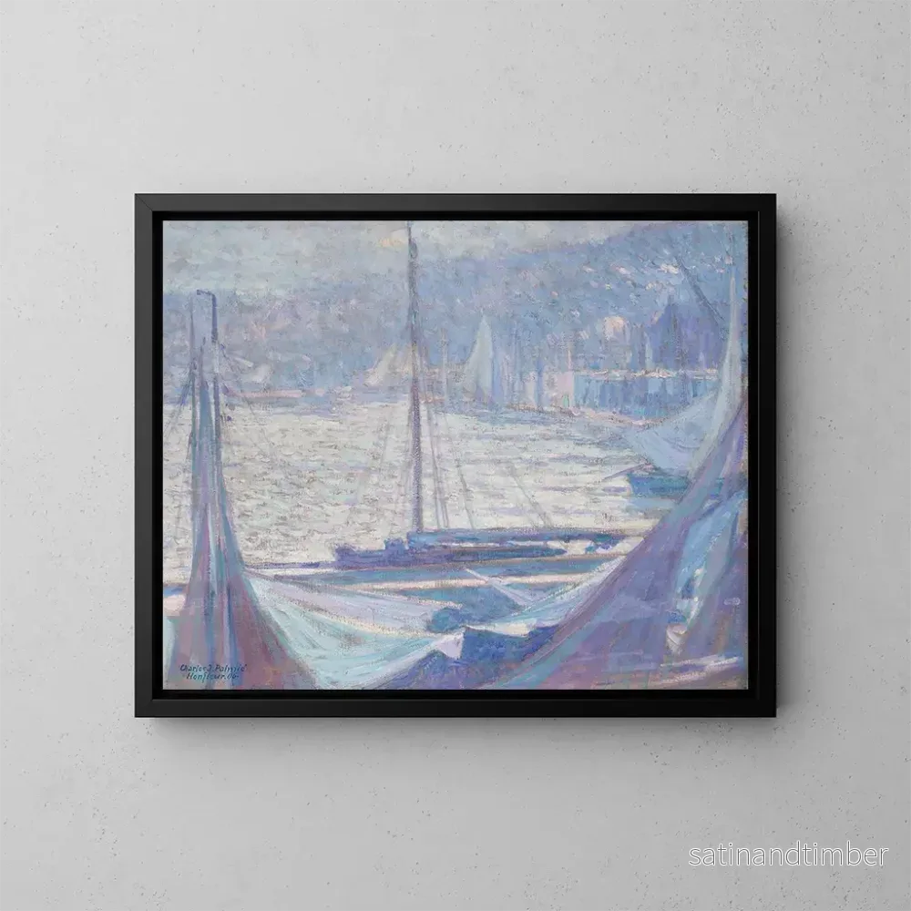 Reproduktion av målningen Morgonstund vid hamnen i Honfleur - Johann Charles Palmi