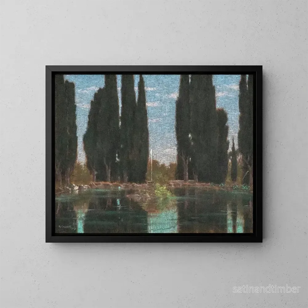 Reproduktion av målningen Le bassin de cyprès à la villa Falconieri - Gerolamo Cairati