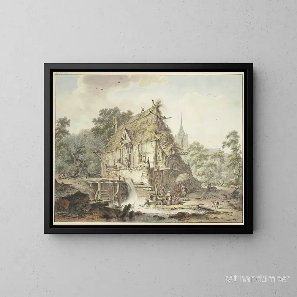 Reproduktion av målningen Ett vattenhjul med många figurer – Hendrik Meyer Reproduktion av målningen Ett vattenhjul med många figurer – Hendrik Meyer