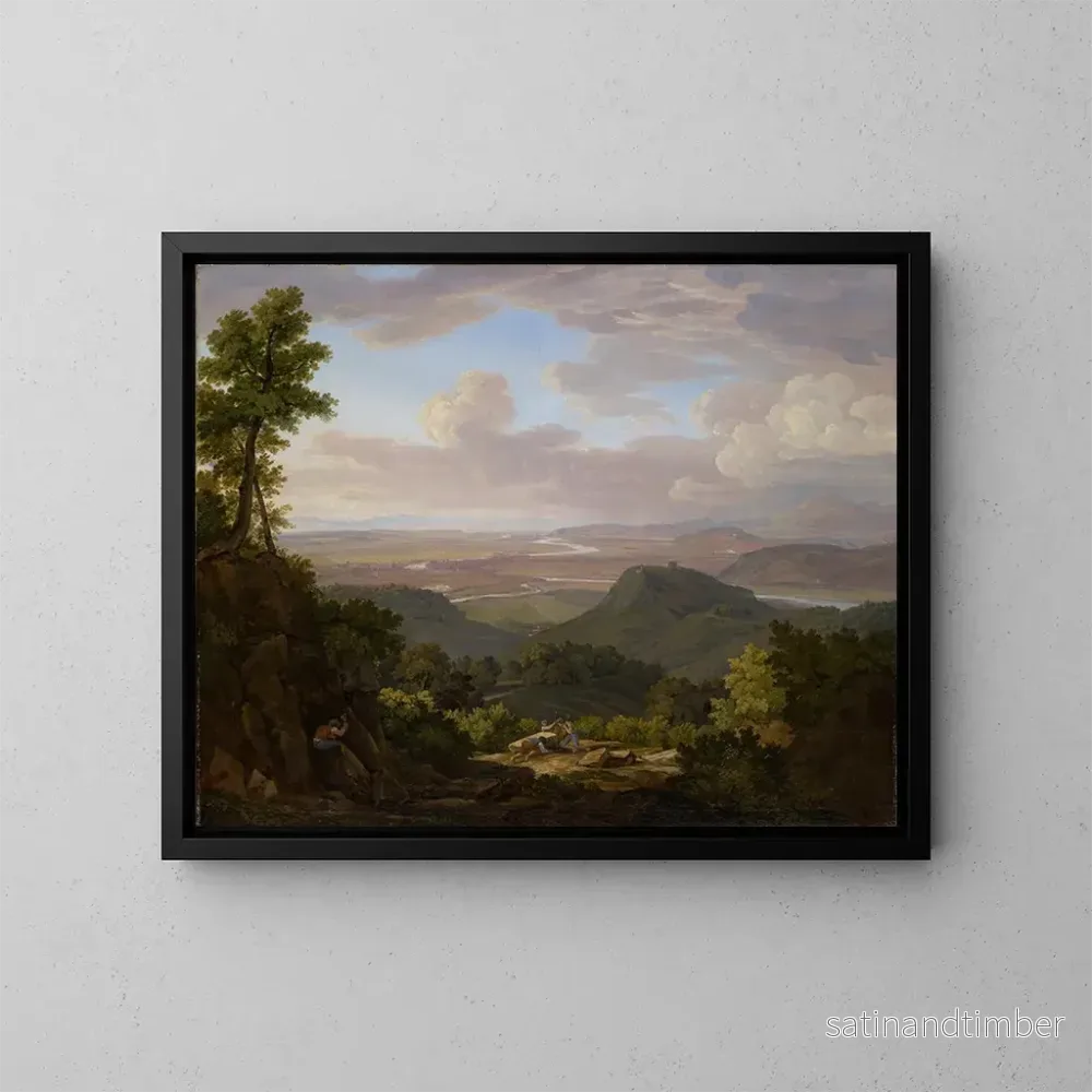 Reproduktion av målningen av Vue de la carrière de Muttenz vers Bâle et les plaines du Rhin - Jakob Christoph Miville