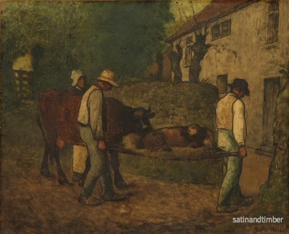 Reproduktion av målningen Ramener le veau né dans les champs - Jean-François Millet - Bild 2