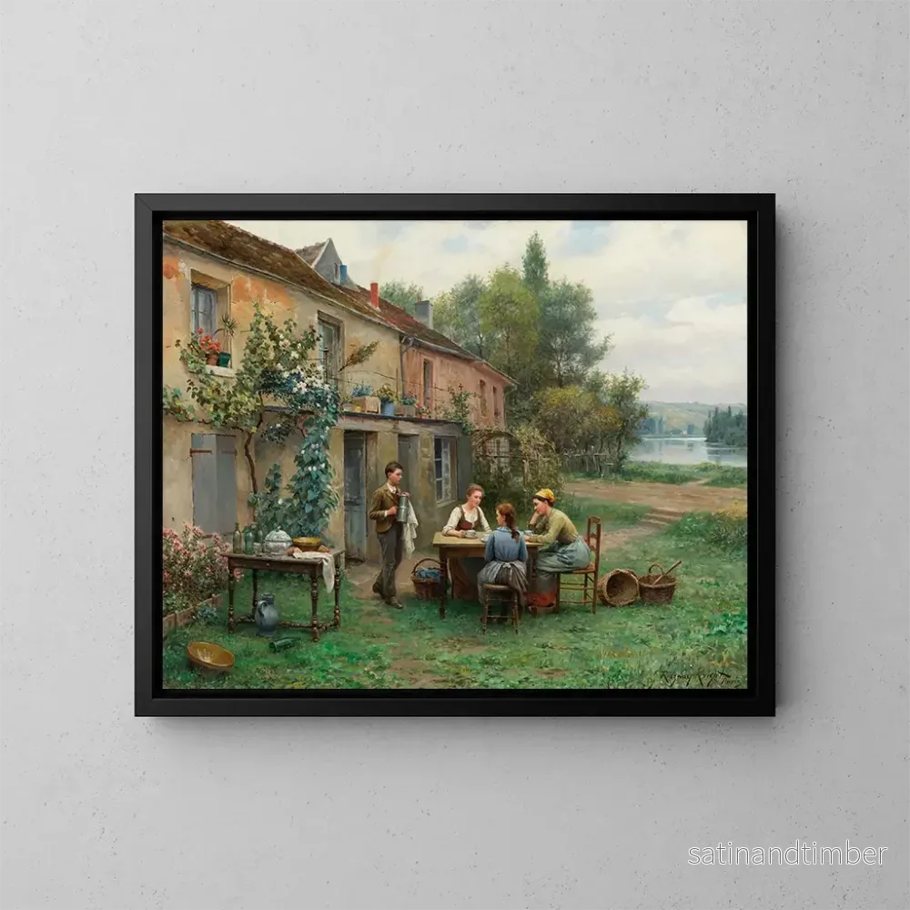 Reproduktion av målningen Café dans le jardin - Daniel Ridgway Knight