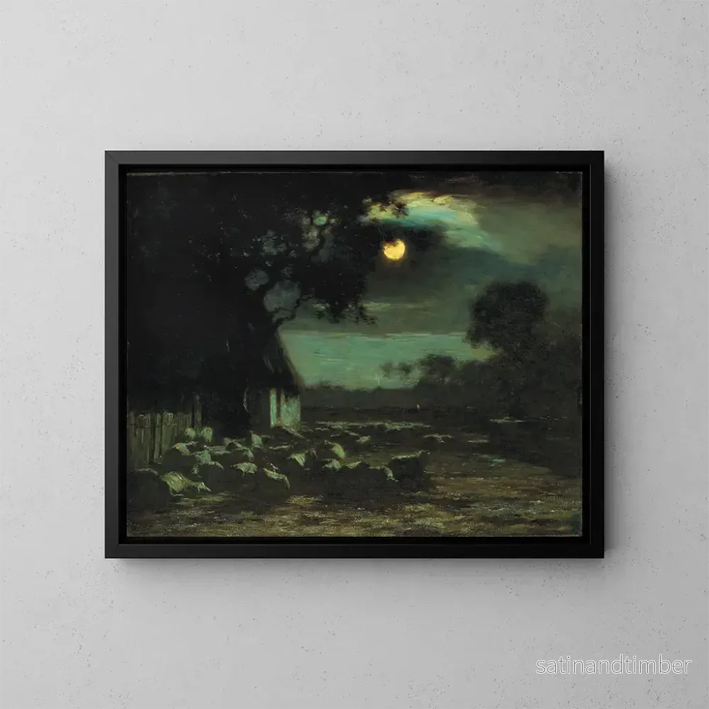 Reproduktion av målningen Lune sur le parc à moutons - Horatio Walker