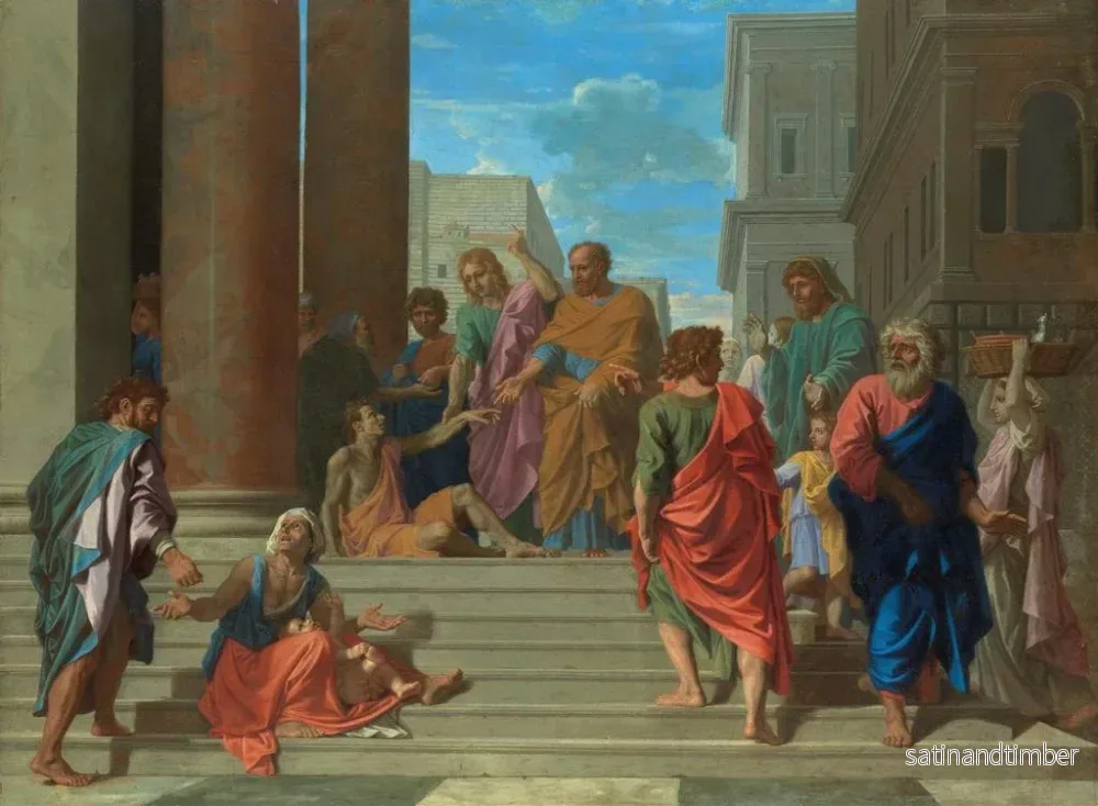 Reproduktion av målningen av helgon Pierre och Jean som botar den lamme - Nicolas Poussin - Bild 2