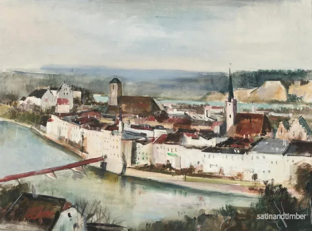 Reproduktion av målningen Vue de Wasserburg am Inn depuis l'Innleite - Otto Geigenberger - Bild 2