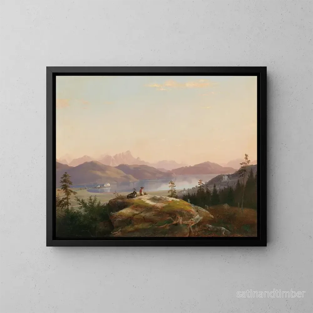 Reproduktion av målningen Vue du lac Wörthersee avec Maria Loretto et le château de Freyenthurn - Marko Pernhart