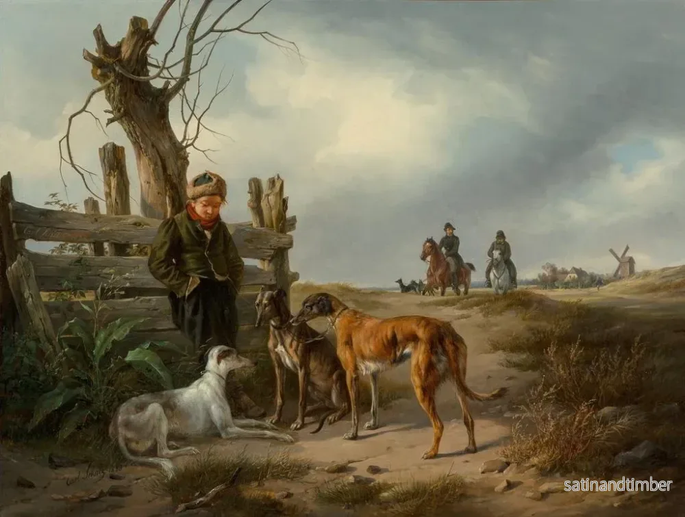 Reproduktion av målningen Ung pojke som vilar vid en stängsel med jakthundar - Carl Friedrich Schulz - Bild 2