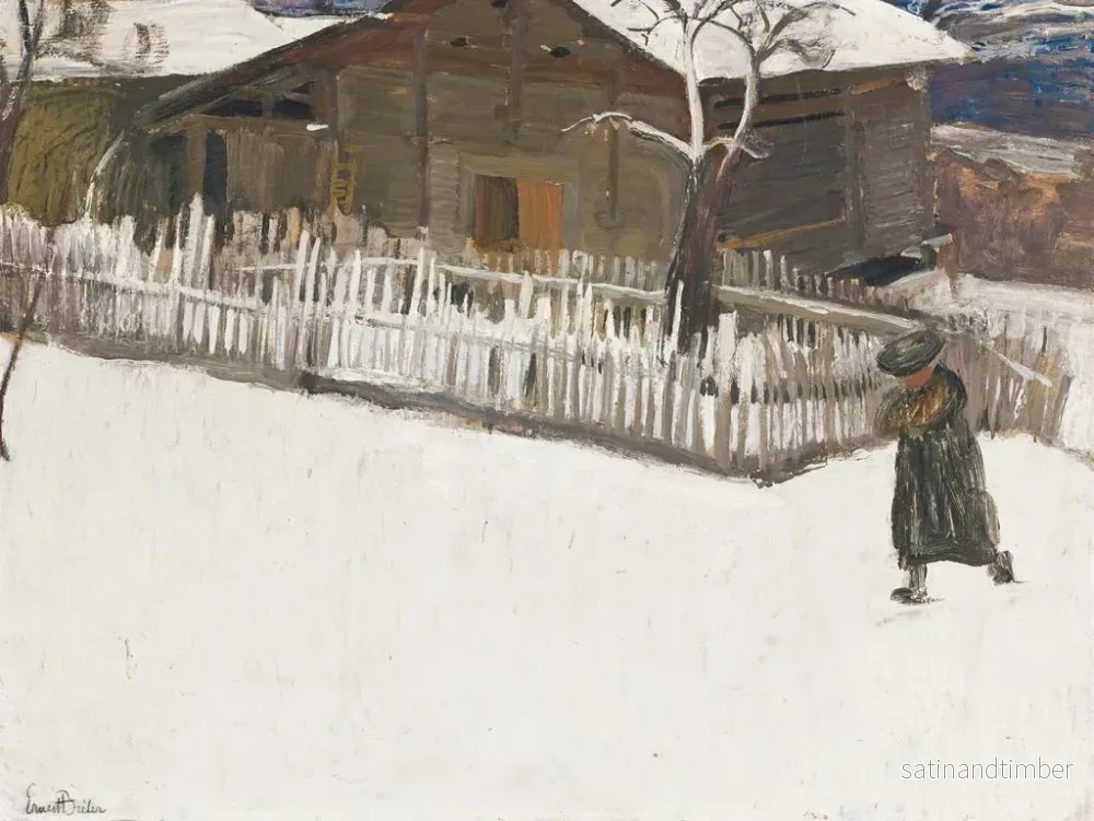 Reproduktion av målningen av vinterlandskap framför en mazot - Ernest Bieler - Bild 2
