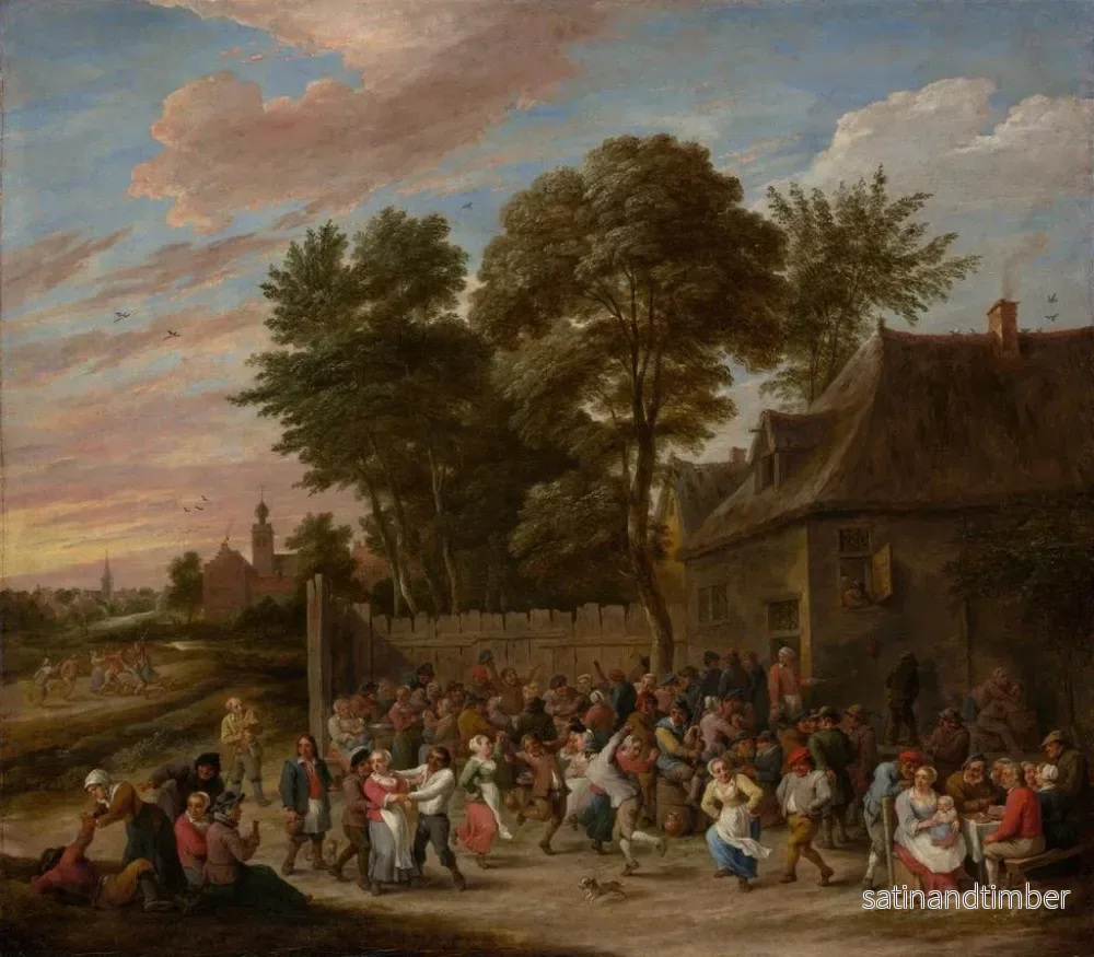 Reproduktion av målningen av dansande och festande bönder - David Teniers den yngre - Bild 2