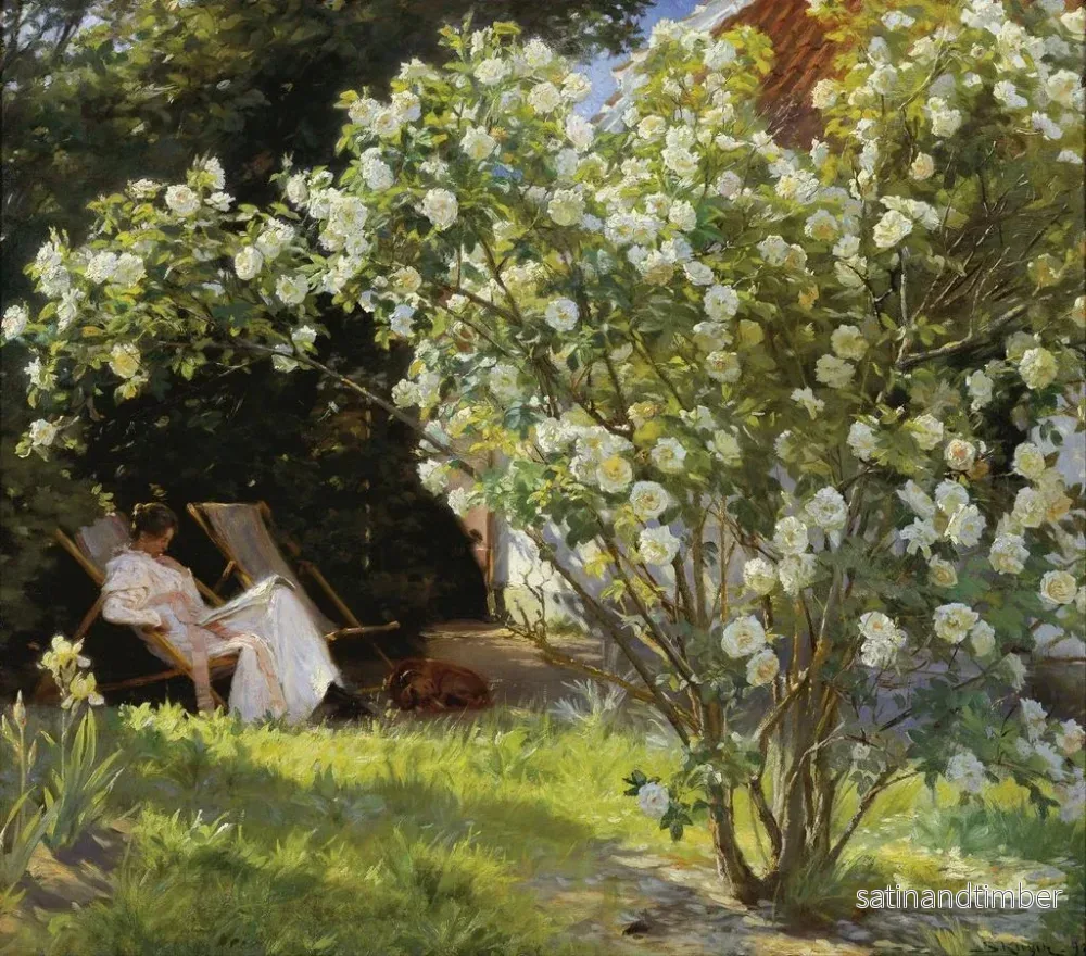 Reproduktion av målningen Rosor av Marie Kryer sittande i solstolen i trädgården vid fru Bendsens hus - Peder Severin Krøyer - Bild 2
