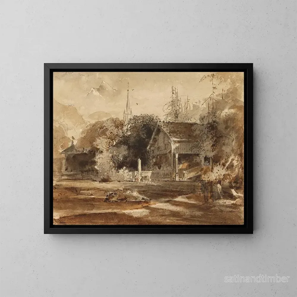 Reproduktion av målningen Vue d'un village suisse - Friedrich Salathé