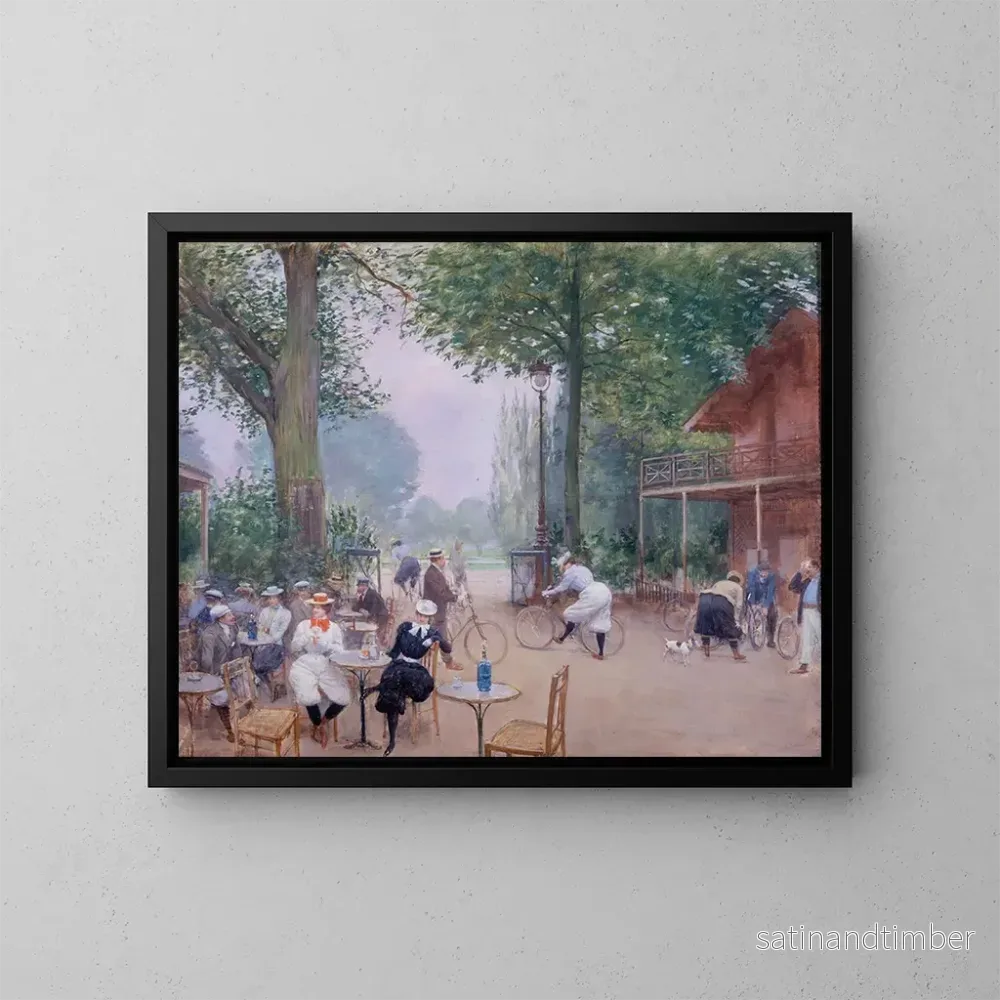 Reproduktion av målningen Le Chalet du Cycle au bois de Boulogne - Jean Béraud