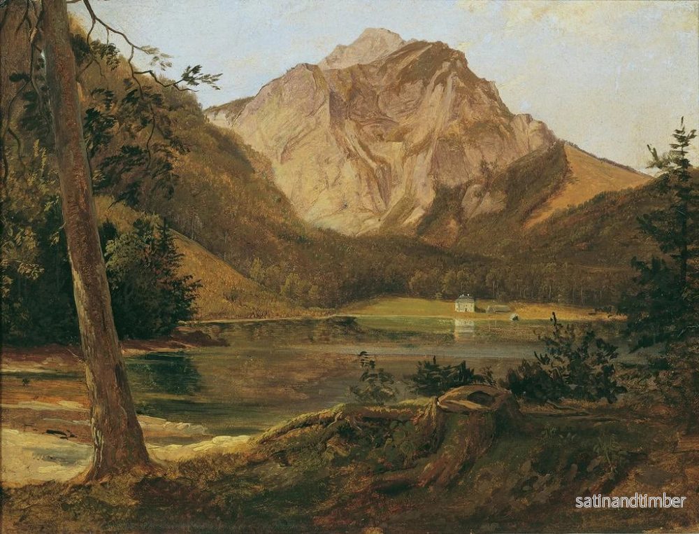 Reproduktion av målningen Le lac Langbathsee avant avec le massif du Höllengebirge - Friedrich August Matthias Gauermann - Bild 2