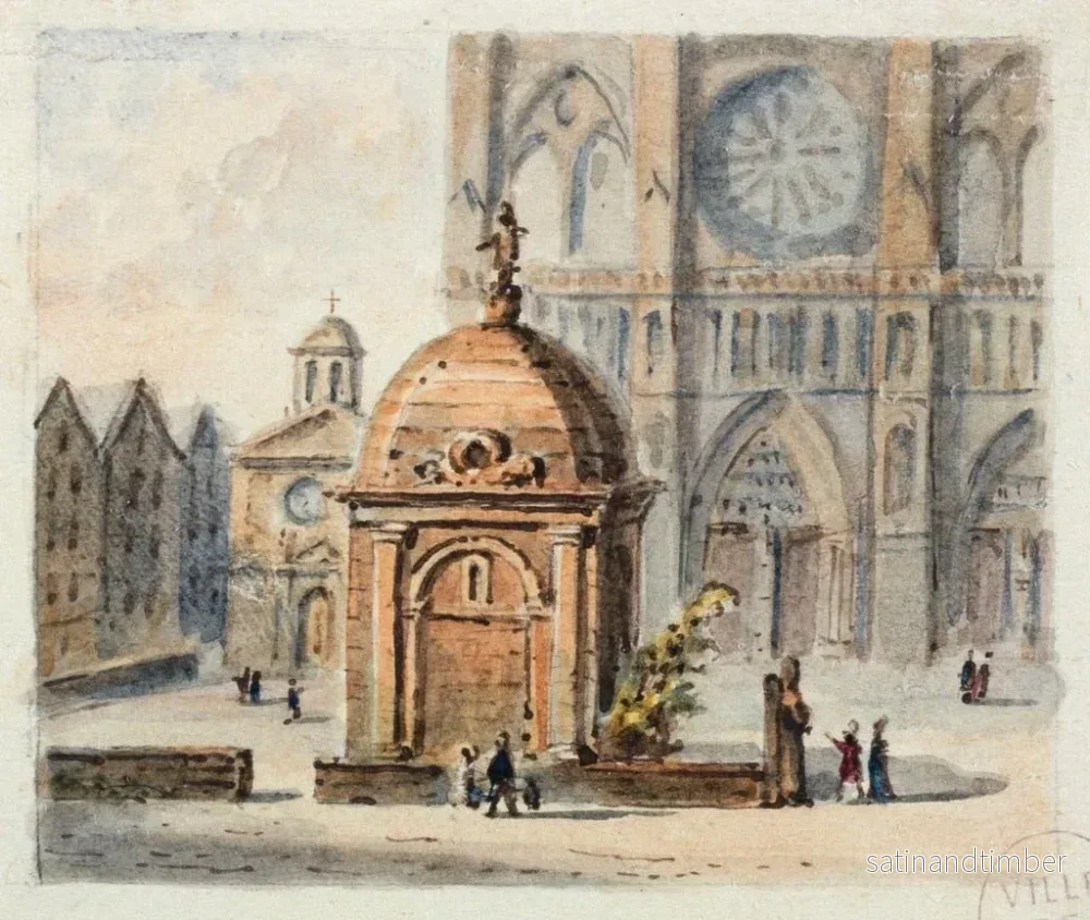 Reproduktion av målningen Förplatsen framför Notre-Dame i Paris - Auguste Sébastien Bénard - Bild 2