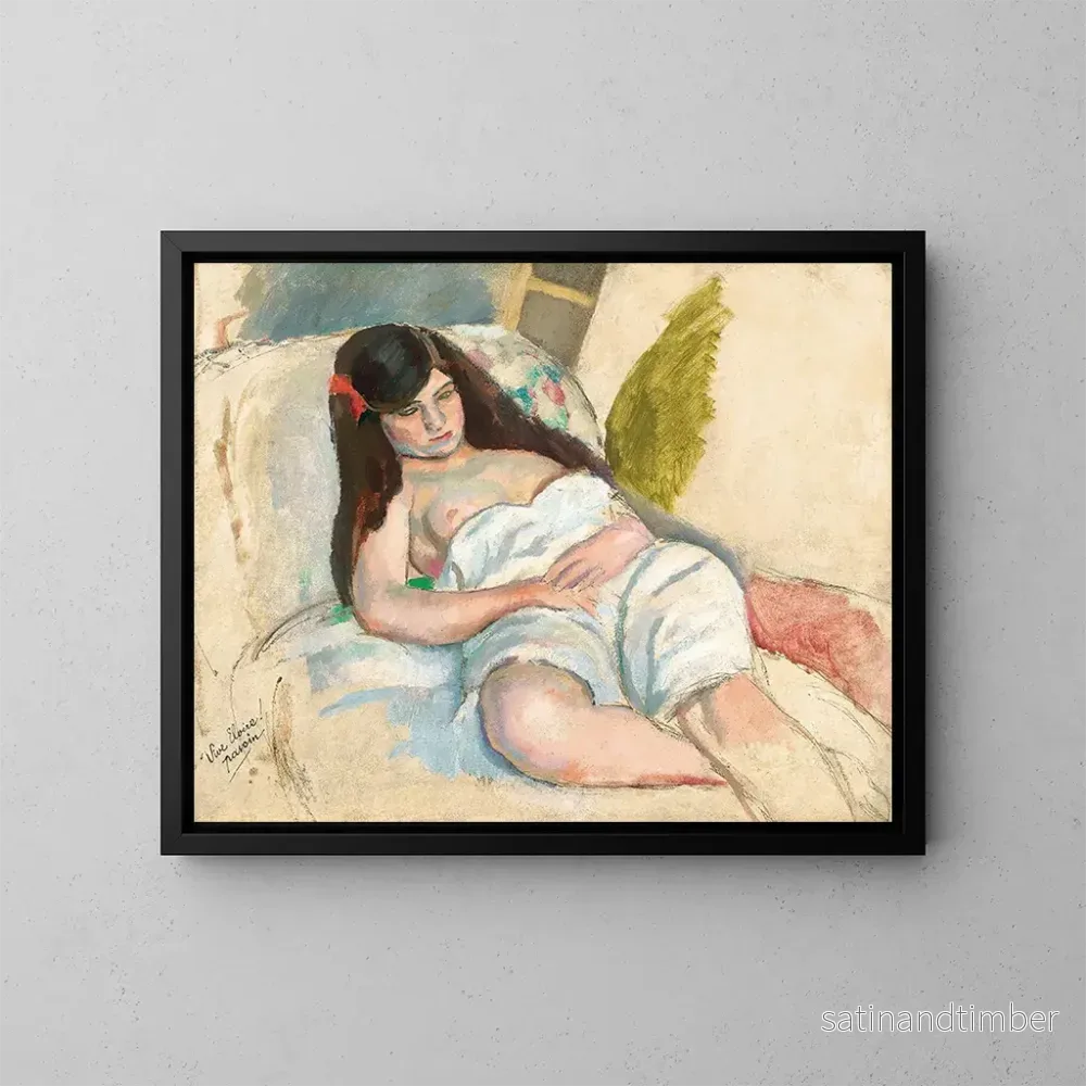 Reproduktion av målningen av en utsträckt kvinna - Jules Pascin