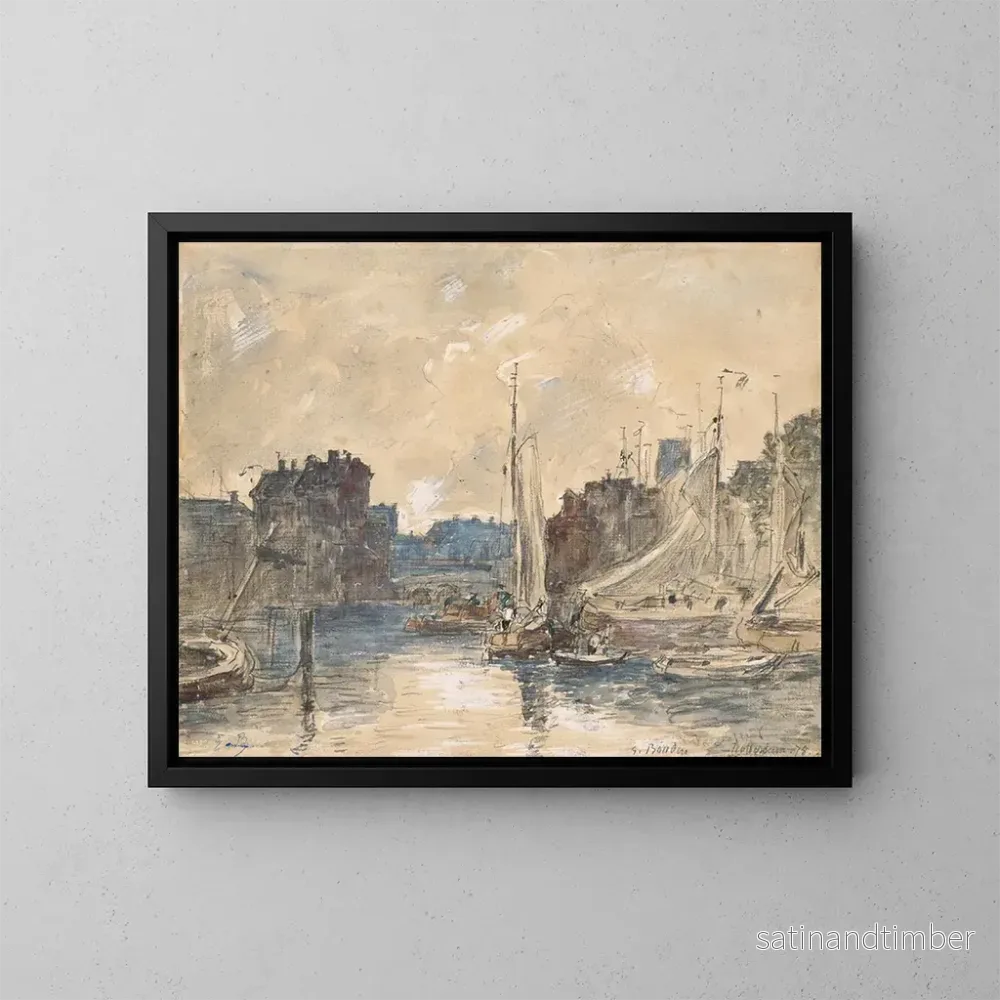 Reproduktion av målningen av Rotterdam hamn – Eugène Boudin Reproduktion av målningen av Rotterdam hamn – Eugène Boudin