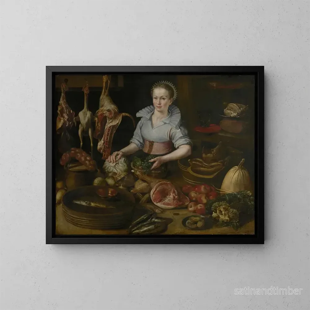 Reproduktion av målningen La Femme de ménage dans la cuisine - Cercle de Lucas van Valckenborch