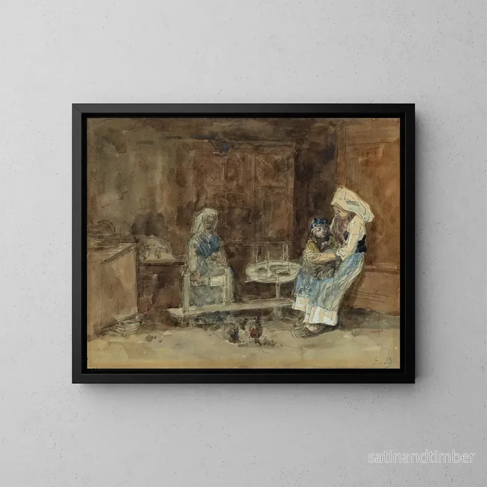 Reproduktion av målningen inomhus i Bretagne, förlossning – Eugène Boudin Reproduktion av målningen inomhus i Bretagne, förlossning – Eugène Boudin