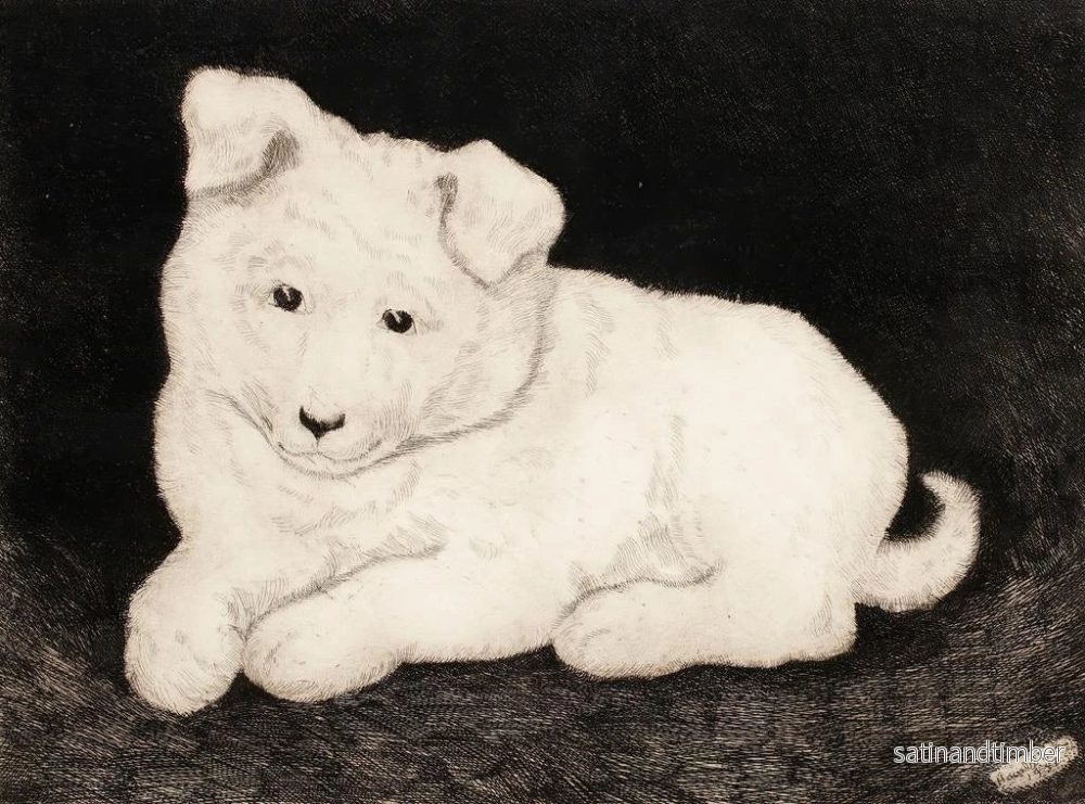 Reproduktion av målningen Chiot blanc Sneggie - Hjalmar Hagelstam - Bild 2