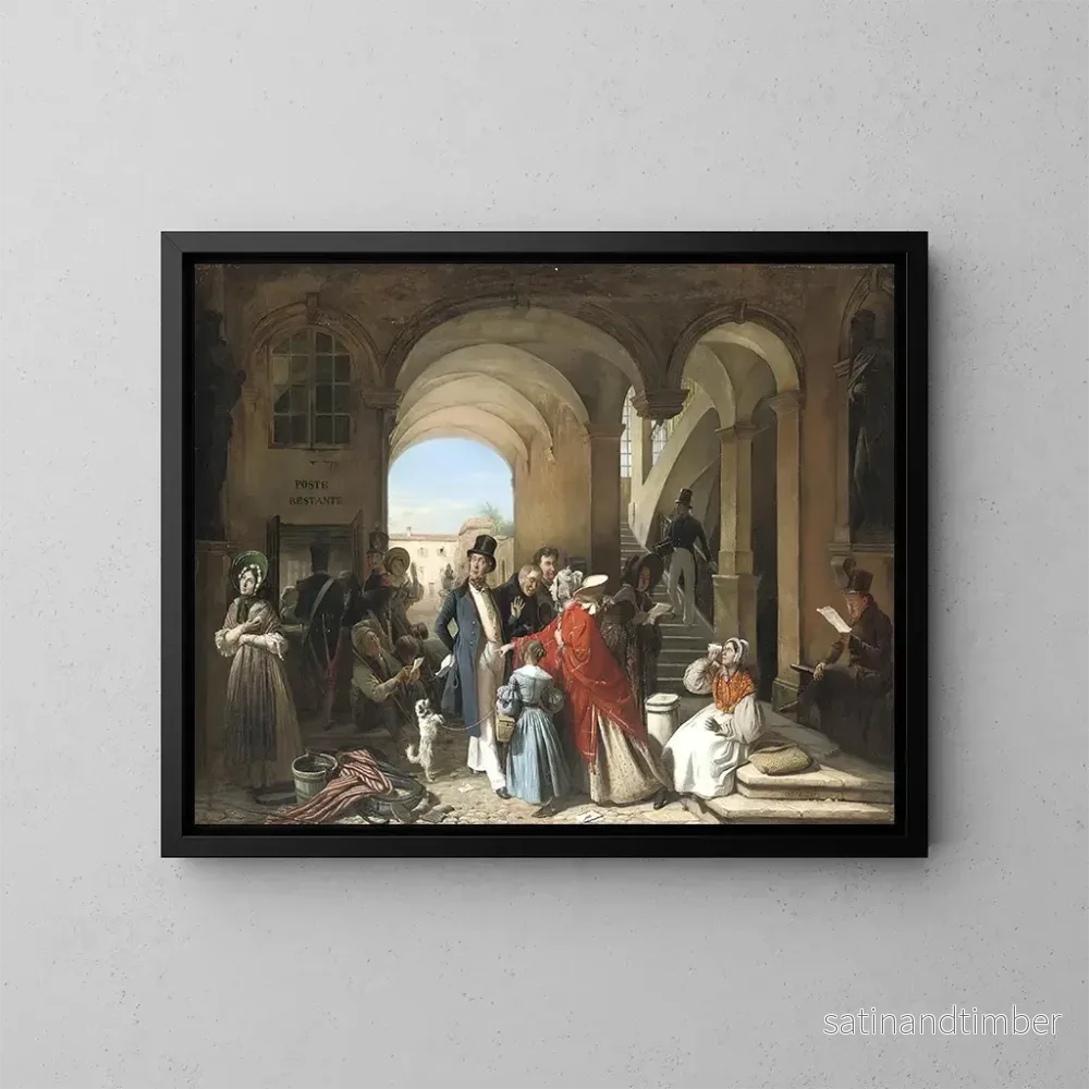Reproduktion av målningen La Poste Restante - François-Auguste Biard