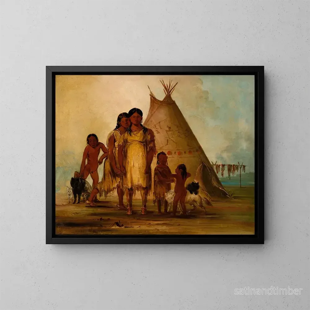 Reproduktion av målningen av två comancheflickor - George Catlin
