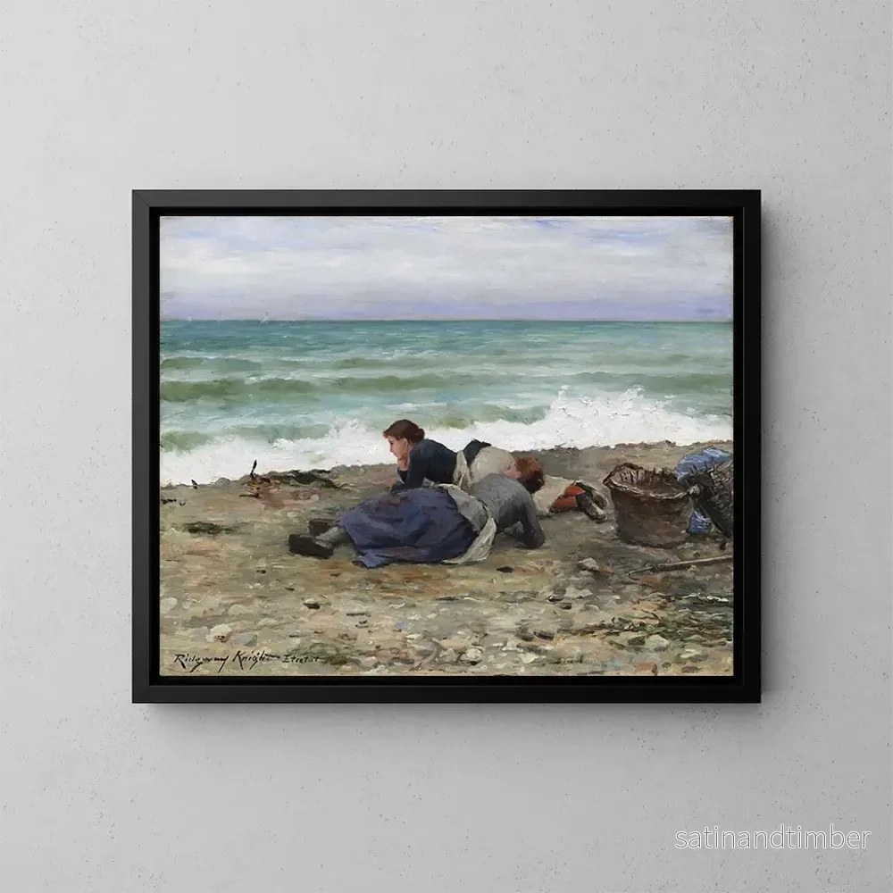 Reproduktion av målningen av högvatten i Étretat - Daniel Ridgway Knight
