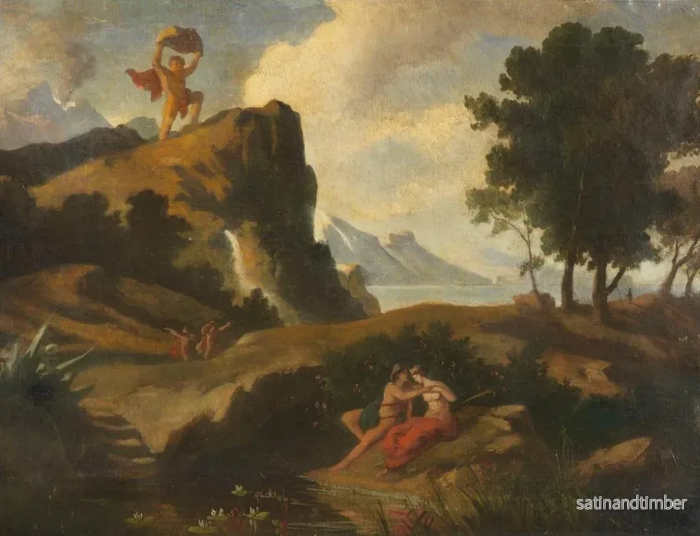 Reproduktion av målningen Le cyclope Polyphème jaloux tue Akis, l'amant de la Néréide Galatée, avec un rocher - Friedrich Preller le Jeune - Bild 2