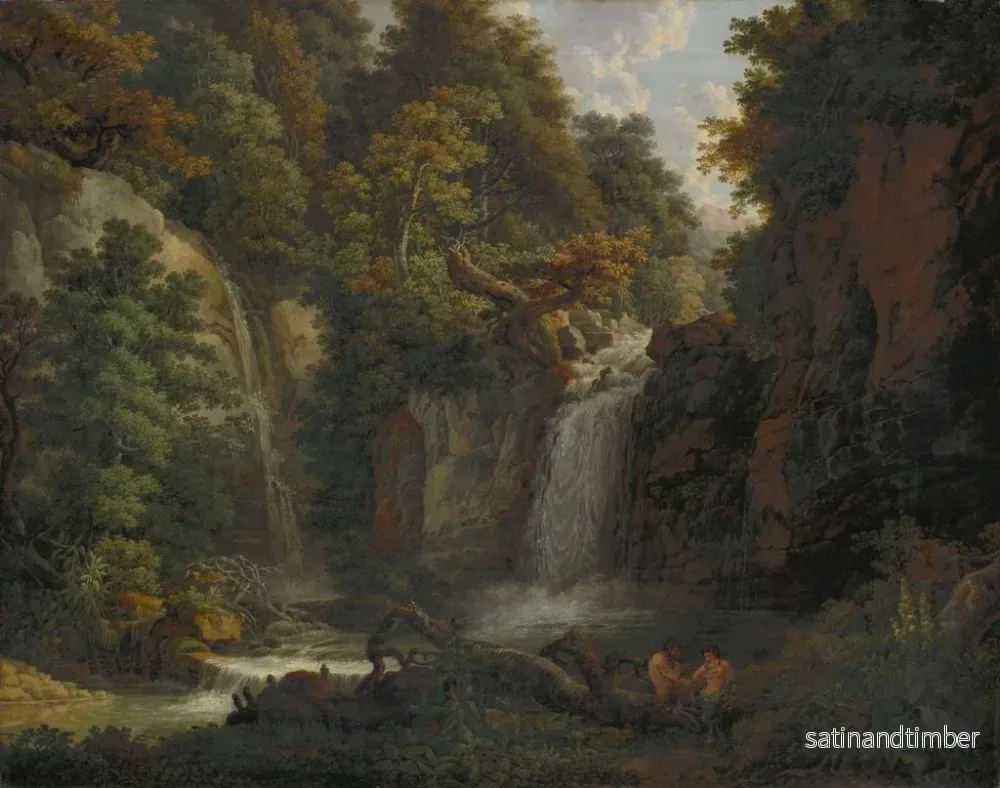 Reproduktion av målningen Le Giessen nära Zeglingen med två satyrer som spelar Pan-flöjt - Peter Birmann - Bild 2