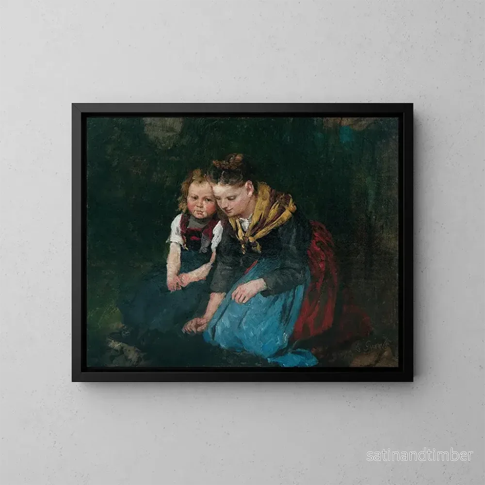 Reproduktion av målningen Mor och barn - Johann Sperl