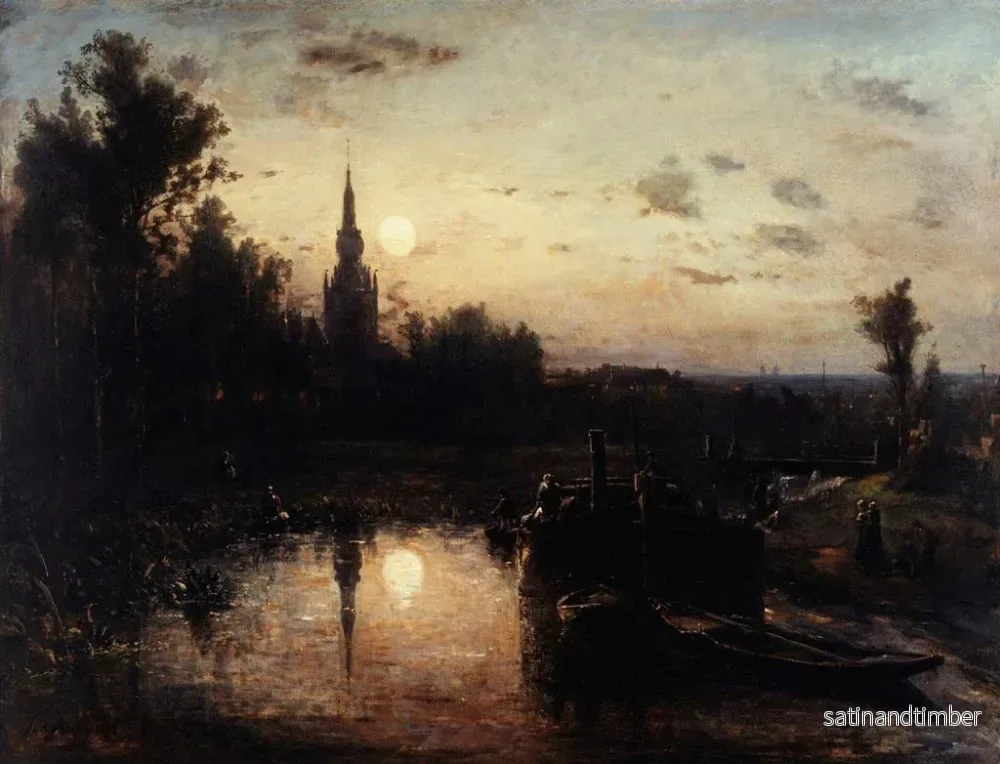 Reproduktion av målningen av Klara måne i Overschie, utanför Rotterdam - Johan Barthold Jongkind - Bild 2