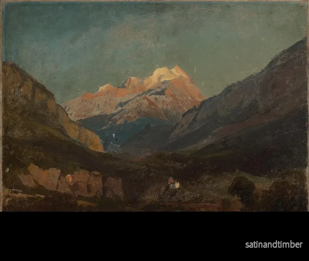Reproduktion av målningen av schweizisk bergslandskap med kapell och fjärran snöklädd topp - Johann Wilhelm Schirmer - Bild 2