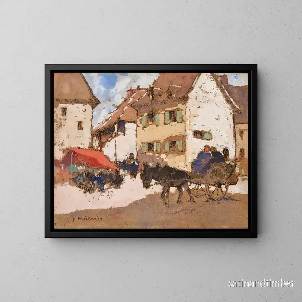 Reproduktion av målningen Coin de marché en Berry - Fernand Maillaud
