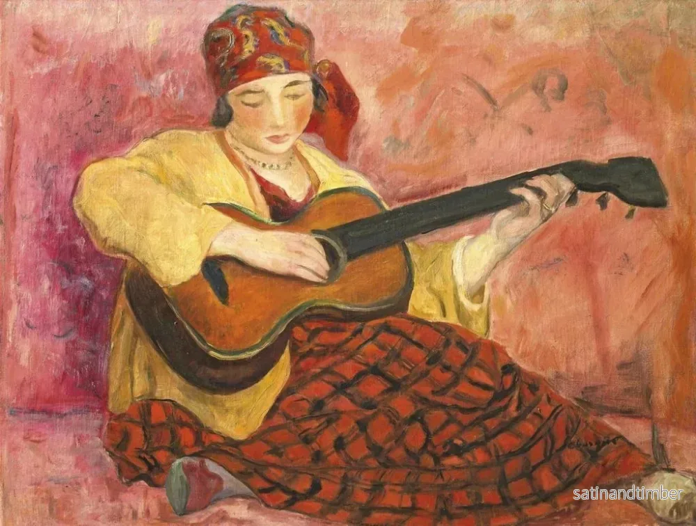 Reproduktion av målningen av kvinna med gitarr - Henri Lebasque - Bild 2
