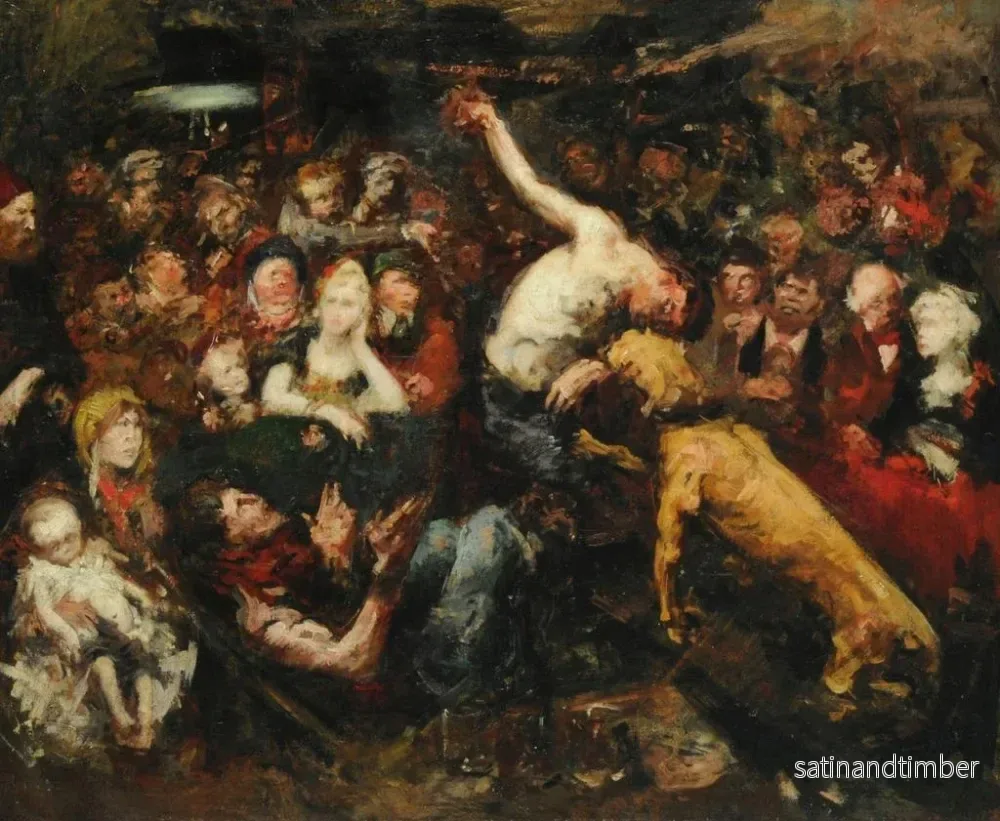 Reproduktion av målningen av en kamp mellan en man och en mastiff i Valois-landskapet - Félicien Rops - Bild 2