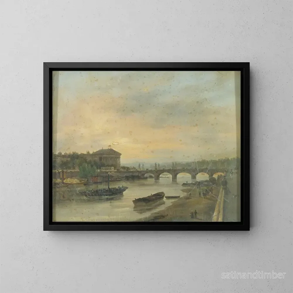 Reproduktion av målningen Le Palais Bourbon et le pont Louis XVI, pont de la Concorde - Giuseppe Canella