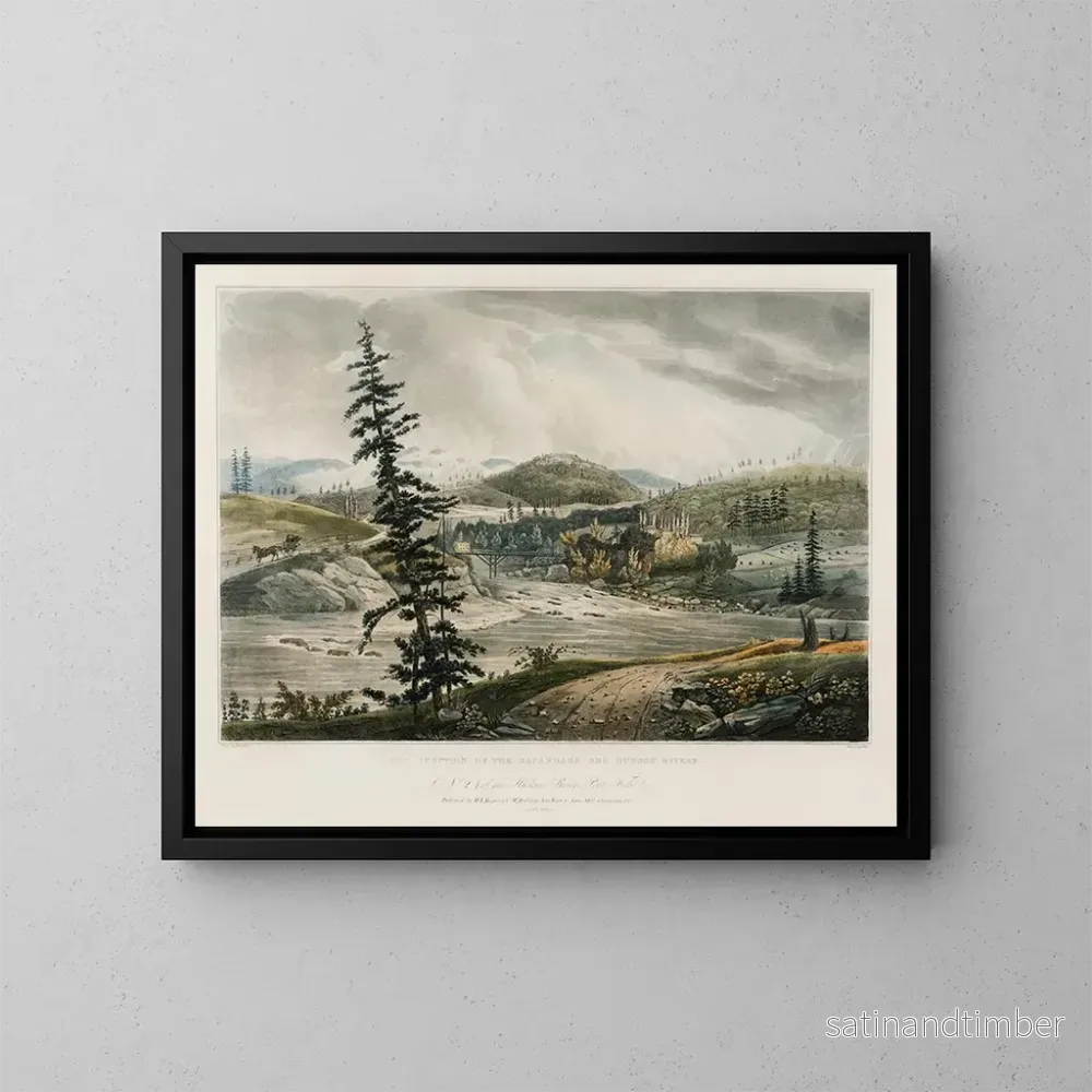 Reproduktion av målningen La jonction des rivières Sacandaga et Hudson - William Guy Wall