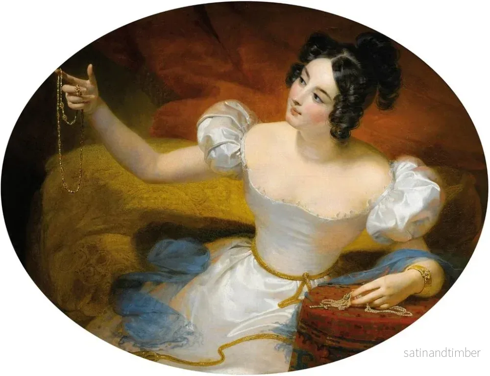 Reproduktion av målningen Kvällen eller den unga flickan som håller ett halsband - Claude Marie Dubufe - Bild 2
