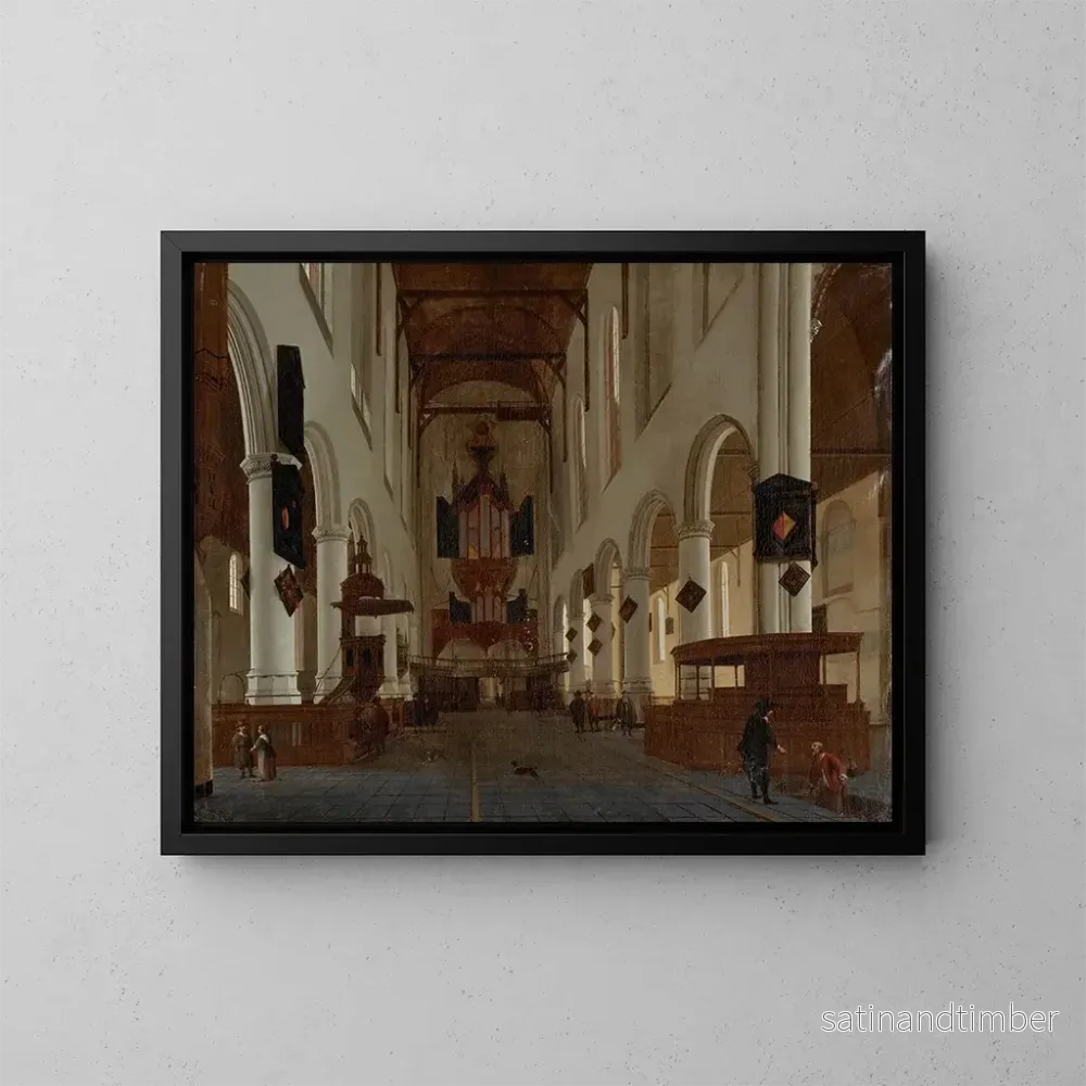 Reproduktion av målningen av den inre delen av Oude Kerk i Delft sett västerut - Hendrick Cornelisz van Vliet