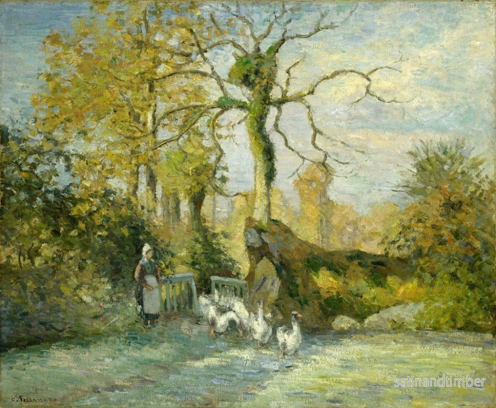 Reproduktion av målningen La fille aux oies à Montfoucault Gel blanc - Camille Pissarro - Bild 2