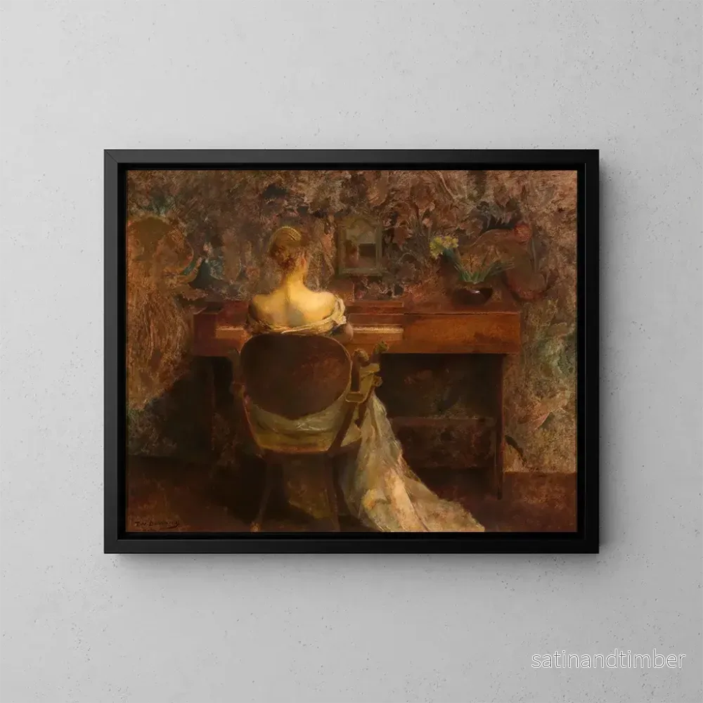 Reproduktion av målningen Le clavecin - Thomas Wilmer Dewing