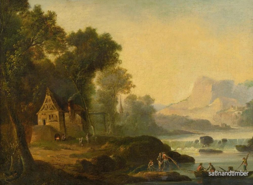Reproduktion av målningen landskapsflod med figurer - Ecole Continentale - Bild 2