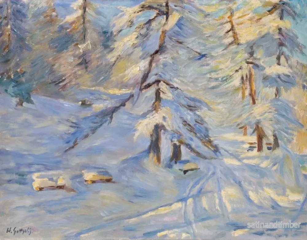 Reproduktion av målningen för vinterskog i solsken - Heinrich Gottselig - Bild 2